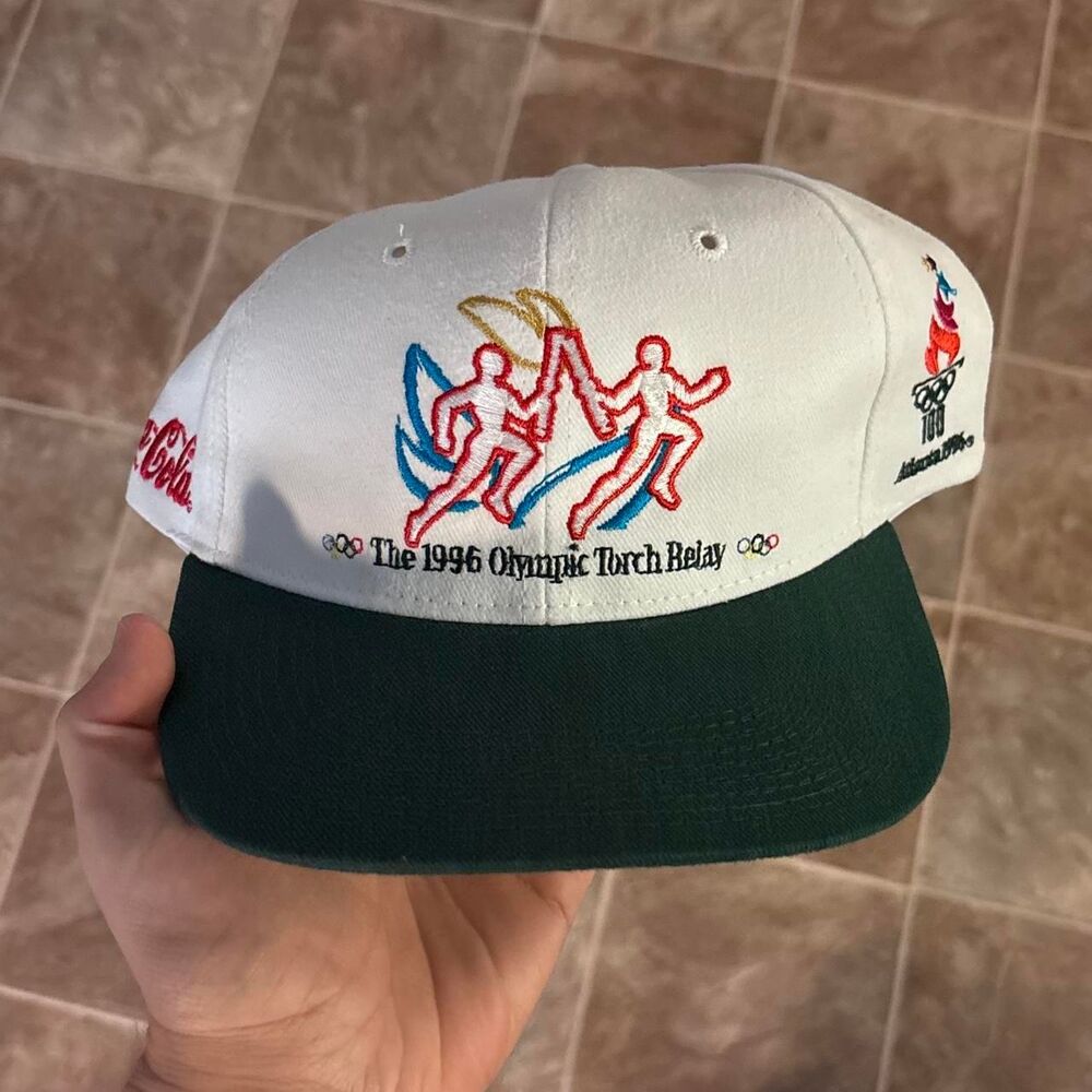 Vintage 1996 Atlanta Olympics Coca-Cola Olympic Torch Champion hat, deadstock!